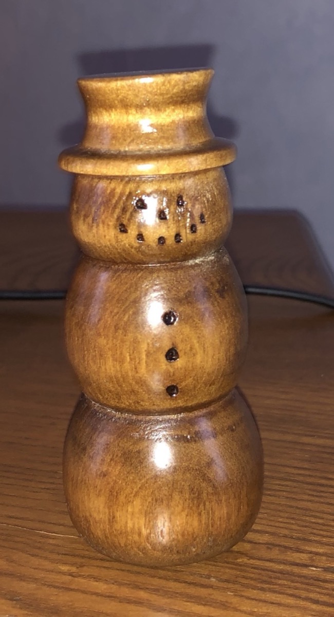 Turned wood snowman