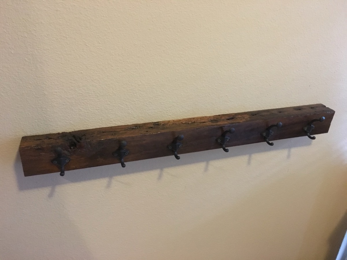 Reclaimed wood coat rack
